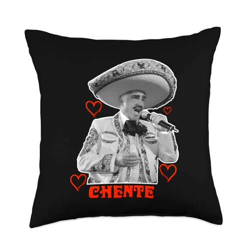 Fernández Chente Heart Tees Tribute Chente design with red heart. Vicente Fernández Throw Pillow