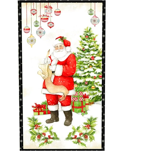 FlashPhoenix Quality Sewing Fabric – Christmas Fabric Santa Claus The Joy of Giving 100% Cotton 24