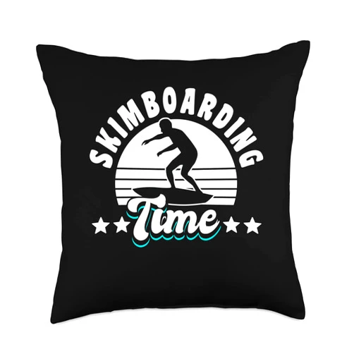 Water Sports Hobby Design Skimboard Legend Skimboard Skim Surfer Water-Sport Throw Pillow, 18x18, Multicolor