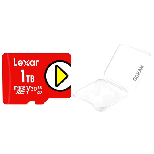Lexar Play 1TB microSDXC Class 10 UHS-I Card 150MB/s Read, Compatible with Nintendo Switch, Portable Gaming Devices, Smartphones & Tablets (1 Pack) Bundle with (1) GoRAM Plastic Case
