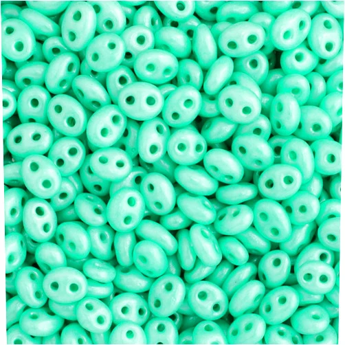 John Bead Preciosa Twin 2-Hole Bead 2.5x5mm Green Dyed