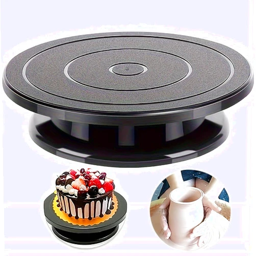 Cangfort Cake Turntable, 11''Cake Stand Decorating Bakery Supplies, Turnable Black Painting Turn Table Stand for Pastries, Cupcakes and Cake Decorations(Black) (Black Small turntable 1PCS)
