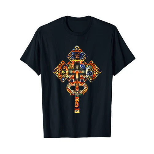 Ethiopian Cross Glory Ethiopian Christian Art Christ in Glory Ethiopian Cross T-Shirt Small