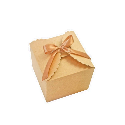 WEWILUCK Brown Box for Presents, 10 Pack Small Empty Kraft Paper Gift Boxes with Ribbon For Packaging Candy, Cookie, Chocolate, Craft, Candle, Small Gifts, 4.75” x 4.75” x 3.53”