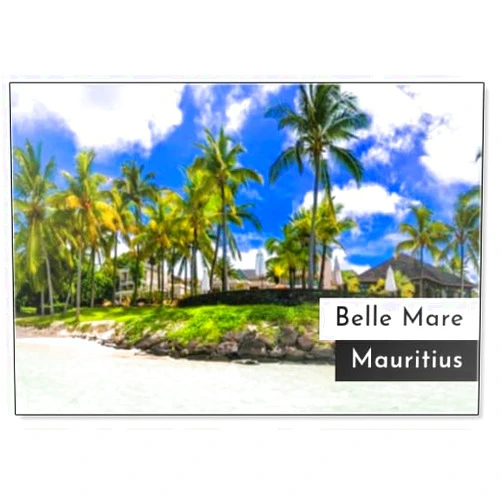 Photomagnet Splendid Panoramic View of Tropical Beach Belle Mare in Mauritius Island, Fridge Magnet