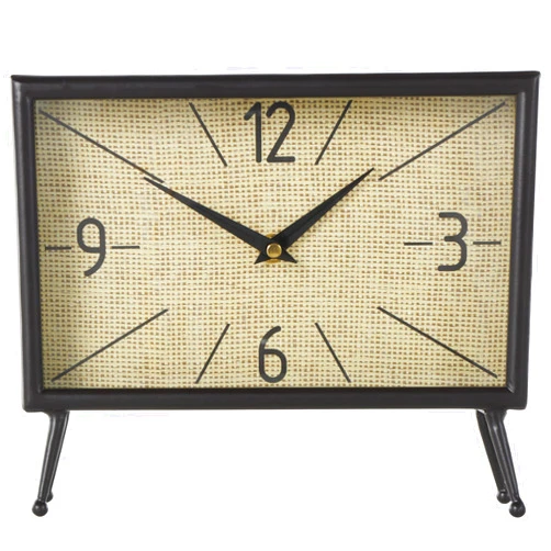 Deco 79 Metal Rectangular Clock with Tea Stained Clock Face, 10