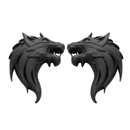 UpAuto 2pcs Cool Wolf Head Car Side/Rear/Front Decorations Badge Emblem 3D Self-Adhesive Nameplate Sticker for Car (Black)