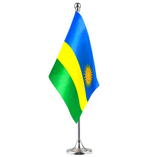 GentleGirl.USA Rwanda Table Flags,Stick Small Mini Rwandan Flag Office Desk Flag on Stand with Stand Base, International Festival Rwanda Theme Party Decoration,Home Desk Decoration