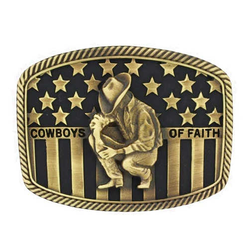 Montana Silversmiths Christian Faith Series Attitude Western Belt Buckle (Cowboys of Faith - Antique Brass)