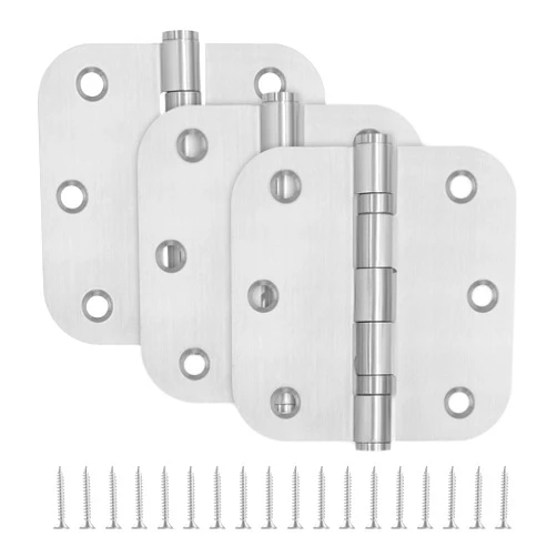 TDCHINGES 3 Pack 3.5 x 3.5 Inch Stainless Steel Door Hinges 3.5 x 3.5 Inch Silver Ball Bearing Door Hinges with 5/8 Radius Corners, 3 1/2 Inches Rounded Interior Door Hinges for Bathroom, Bedroom, Living Room