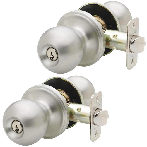 Copper Creek BK2040SS-2 Ball Door Knob, Keyed Entry Function, 2 Pack, in Satin Stainless