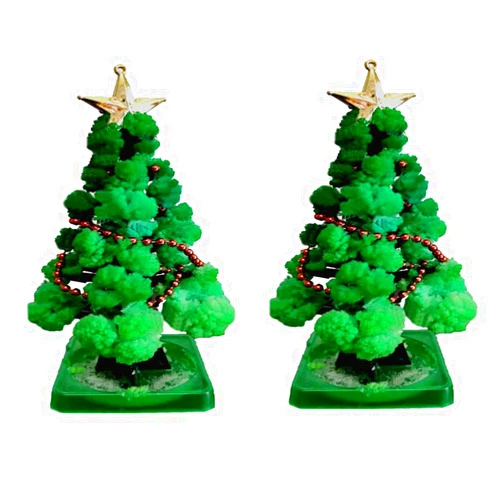 Geduochn Mini Christmas Tree Magic Growing, Paper Tree DIY Crystal Growing Kit/Ornaments Decoration Toy Novelty Xmas Gift Boys Girls Science Kits & Toys Learning Guide (2pcs)