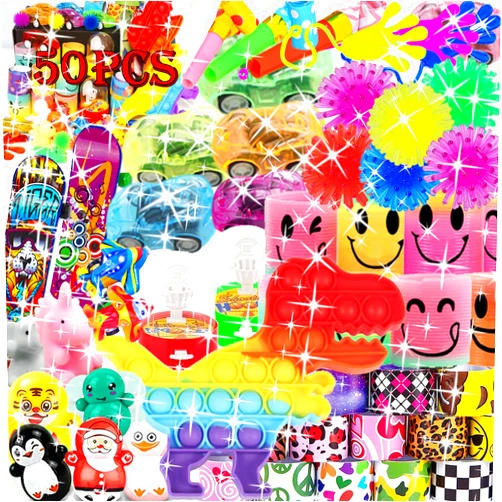 APZ 50pcs Party Favors for Kids,Fidget Toys Pack Birthday Gifts Mini Autism Sensory Toy Goodie Bag Stuffers Treasure Box Toys Carnival Prizes for Boys Girls 3-12