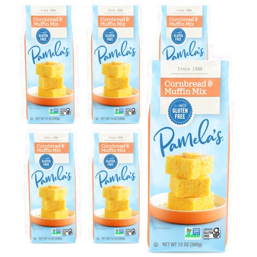 Pamela's Products Pamela's Gluten Free Cornbread & Muffin Mix, Organic Corn, 12 Ounce Bag (Pack of 6)