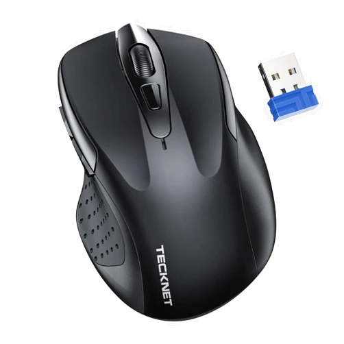 TECKNET Wireless Silent Mouse, Quiet Click, 2.4G Optical Cordless Mouse, 6 Adjustable 4000 DPI, Computer Mouse for Laptop, Chromebook - Black