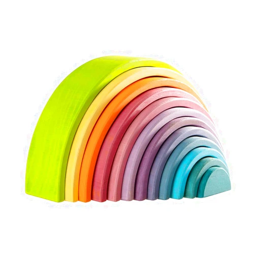 MERRYHEART Wooden Rainbow Stacking Toy, 12 Piece Wooden Rainbow Stacker, Extra Large Rainbow Stacking Toy, Nesting Puzzle Building Blocks Educational Toys for Kids Toddlers