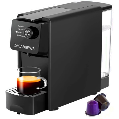CASABREWS Espresso Machine for Nespresso Original Pods, 20 Bar Coffee Machine with 4 Brewing Modes and 21 oz Removable Water Tank, Compact Capsule Coffee Maker for Home or Office, Ideal Gifts for Mom