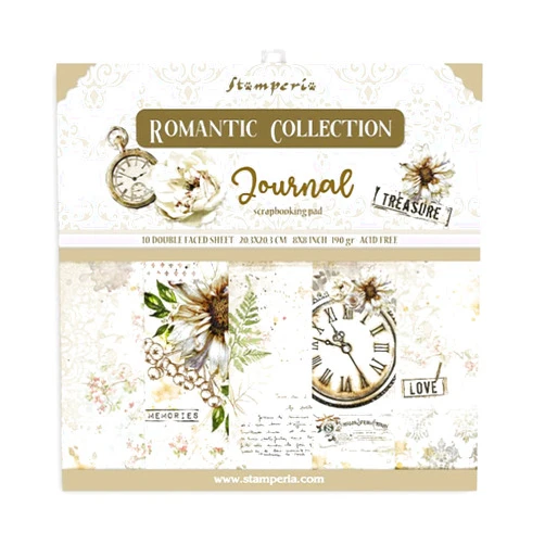 STAMPERIA INTERNATIONAL, KFT Stamperia-Mini Scrapbooking Pad-Romantic Journal, Multicoloured, 8 x 8 inches, SBBS34