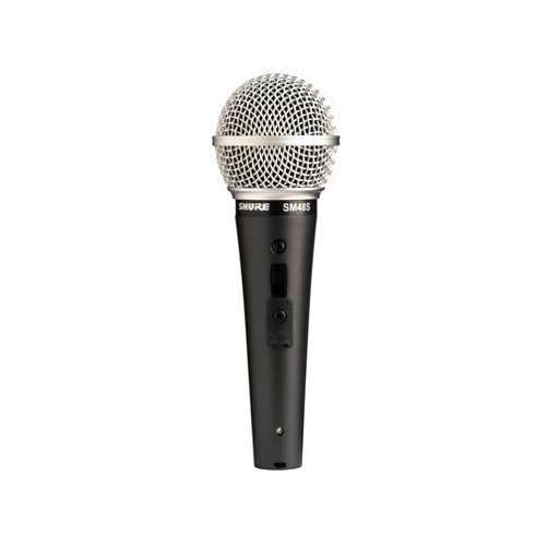 Shure SM48S-LC Cardioid Dynamic Vocal Microphone with Lockable On/Off Switch, Shock-Mounted Cartridge and Pop Filter, A25D Mic Clip, Storage Bag, 3-pin XLR Connector, No Cable Included (SM48S-LC)