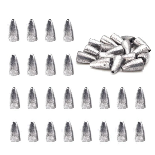 FREGITO 50pcs Fishing Weight Sinkers, Lead Worm Weights Fishing Sinkers for Bass Fishing Texas Rigs