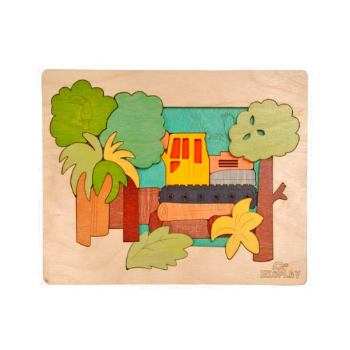 Ekoplay Rainforest Demolition Multilayered Wooden Puzzles for Kids | 24 Piece Jigsaw Puzzle for Kids | Learning Educational Toy and Gift for Boys Girls 3+ Years