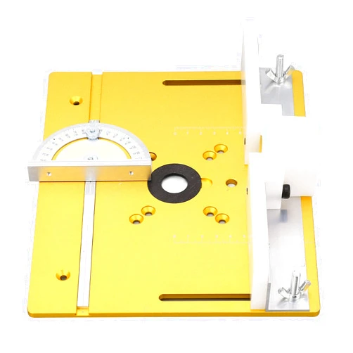 Focket Aluminium Router Table Insert Plate, Metal Router System DIY Router Table for Woodworking Benches Router Plate Wood Tools Milling Trimming Machine with Rings (Gold)