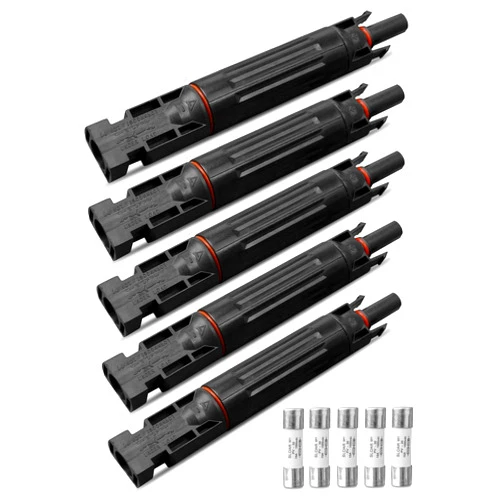 TIKSCIENCE 5Pcs 15A Waterproof Solar Inline Fuse Holder Dustproof PV Male and Female Connector for Solar Panel and Solar Controller with 10 Fuse