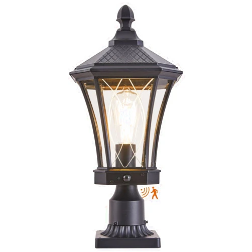 SCNYCUL Motion Sensor Outdoor Post Lights with Pier Mount Base, Dusk to Dawn Outdoor Pillar Lamps Waterproof Exterior Post Lamp with Patterned Glass Outdoor Pole Lights for Patio, Porch, Gate