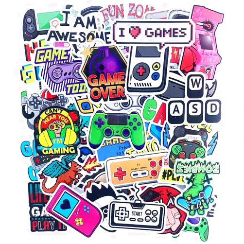 Cokomono Stickers for Water Bottles, 50 Pcs Video Game Stickers, Cool Vinyl Laptop Phone Skateboard Stickers, Aesthetic Scrapbook Car Hydroflask Stickers Bulk for Adults Teens Boys