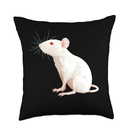 Funny white Albino Rat Cool Albino Mouse for Rodents and Animals Pets Lovers Throw Pillow, 18x18, Multicolor
