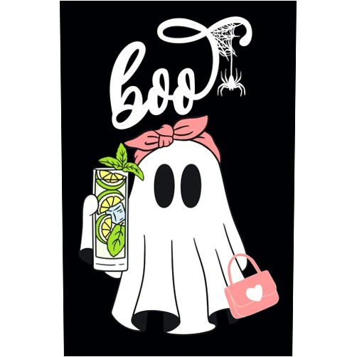 By Cooper Murphy Press (Author) Boo, 100 Page Lined Notebook: Whimsical cute ghost holding a drink and her purse with a bow in her hair