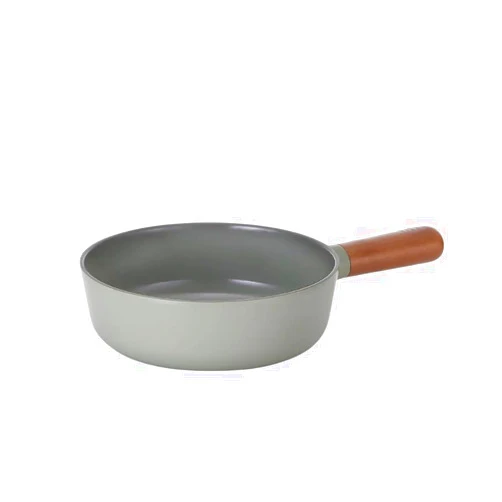 Neoflam FIKA Kitchen Nonstick 7-Inch Mini Wok with Wood Handle, Ceramic Non Stick Skillet, Induction Compatible Stir Fry Pan, Egg Omelet Pan, Gray Color, Made in Korea (18cm Petit Wok)