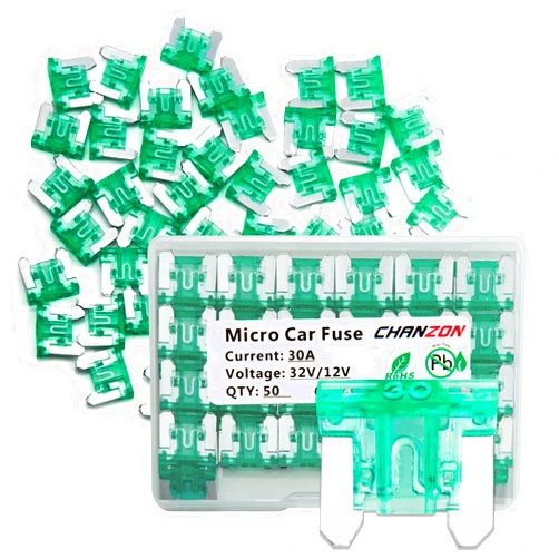 Chanzon 50Pcs 30A Low Profile Mini Micro Blade Fuse 30 Amp 32V Fast Blow Fuses for Automotive Car Truck Vehicle SUV