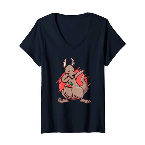 Australien Beuteltiere lustige Beuteltier Sprüche Womens Kangaroo dancing in colourful for the next Australia holiday V-Neck T-Shirt