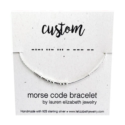 Lauren Elizabeth Jewelry Personalized Morse Code Bracelet - Custom Name Jewelry - Hidden Message Bracelet for Women - Sterling Silver Gift for Her - Customized with your own word, name, date or phrase