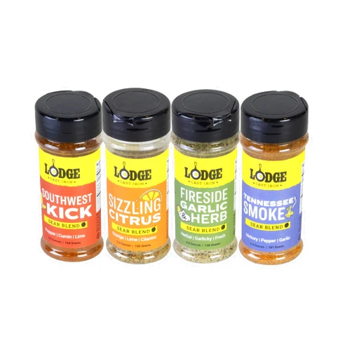 Lodge Sear Blend - Made for Cast Iron Cooking - Use Over the Grill, On the Stove, or Even in the Oven, Non-GMO (4 Pack) - Variety Pack