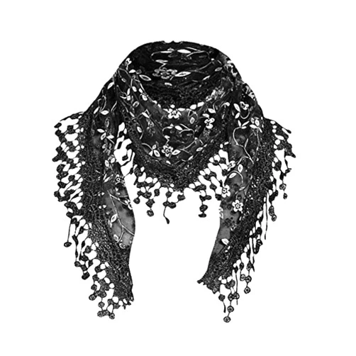 Cotchear Lace Scarf Floral Crochet Lightweight Tassel Sheer Wrap Scarves Shawl