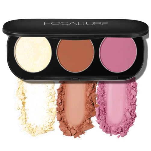 FOCALLURE Blush and Highlighter Palette,3 in 1 Contour Palette,Cruelty-Free Matte Bronzer Powder,Shimmer Illuminator Highlighters for a Glowing Look,#07