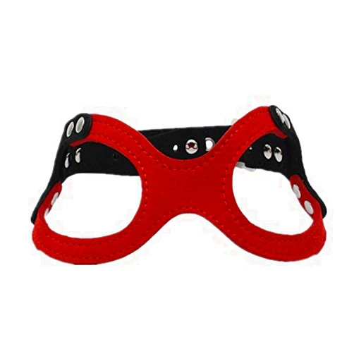 Dogs Kingdom Classic Leather Belt Dog Harness Dog Eyeglass Chest Strap Double-Sided Ultra-Fiber Material Red S