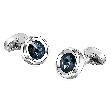 Aooaz Cufflinks for Men Engraved, Silver Cufflinks Sterling Cubic Zirconia Stainless Steel Royal Blue Round Cut Gifts for Men Husband Groomsmen