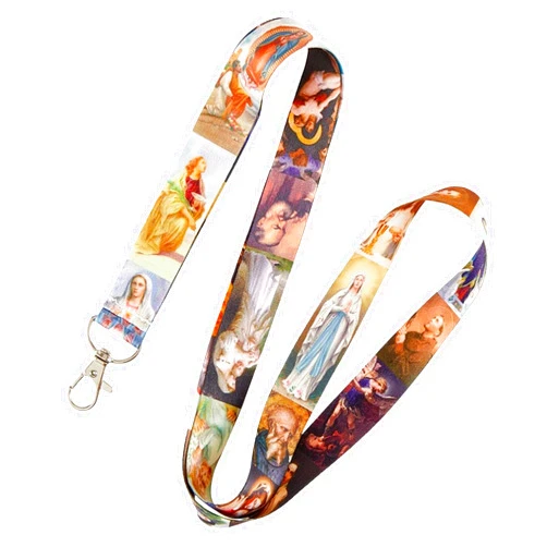 Needzo Catholic Saints Lanyard with Clip, ID and Badge Holders, Neck Strap Keychain, Devotional Gifts for Catholics, 22.5 Inches Multi