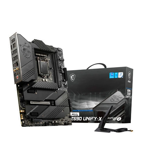 MSI MEG Z590 Unify-X Gaming Motherboard (ATX, 11th/10th Gen Intel Core, LGA 1200 Socket, DDR4, PCIe 4, CFX, M.2 Slots, Wi-Fi 6E)