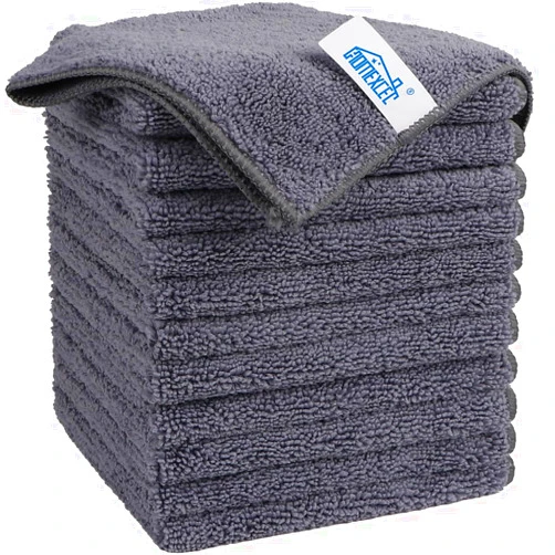 HOMEXCEL Microfiber Cleaning Cloth Grey, 12 Pack Premium Microfiber Towels for Cars, Lint Free, Scratch-Free, Highly Absorbent, Reusable Cleaning Rags for Car, Household, Kitchen, Window, 11.5