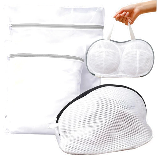Anrosa Mesh Laundry Bags Set of 4 Machine Washable Laundry Bags Mesh Wash Bags White Large Heavy Duty Travel Laundry Bags for Underwear, Bra, Pants, Shoes, Socks, Bed Sheets,Storage, Coats,Travel