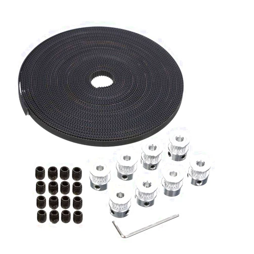 YEEZUGO GT2 Timing Belt Pulley, 8pcs GT2 20Teeth Bore 5mm Timing Pulley Wheel with GT2 5 Meters Rubber Belt and Tensioner by YEEZUGO