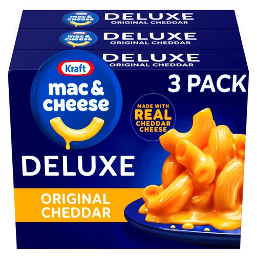 Kraft Mac & Cheese Kraft Deluxe Original Mac & Cheese Macaroni and Cheese Dinner, 3 ct Pack, 14 oz Boxes