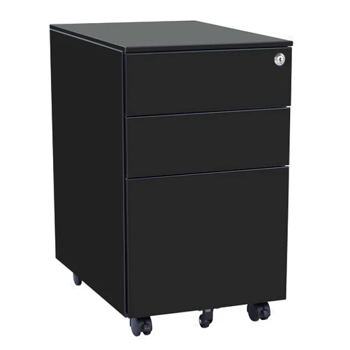 SHNORM Mobile File Cabinets - 3 Drawers Vertical Lockable Cabinet, Metal Filling Side Pull Movable Cabinet with 5 Wheels Lockable Storage for A4 Metal Filing Cabinets with Keys (39cm Wide) (Black)
