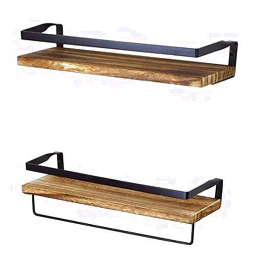 CONMING 2 Pieces Set Floating Shelves Wall Mounted, Rustic Wood Wall Storage Shelves,Bedroom Wall Decor Shelves,Load Capacity 20kg,for Bedroom Living Room Home Furniture Office Decor