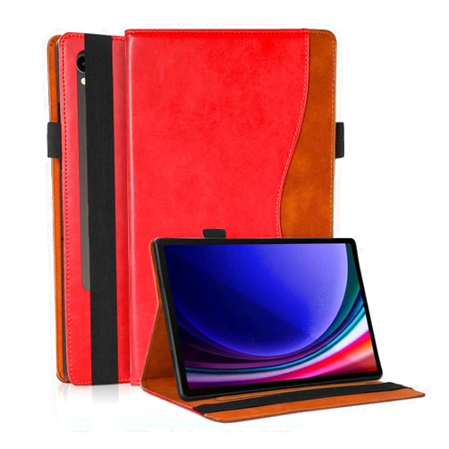 TIPOYOROO Case for Samsung Galaxy Tab S9 FE 5G 10.9 Inch/S9 11 Inch Case 2023/Tab S8 2022/Tab S7 2020 11 inch, Business PU Leather Cover with Card Slot Pen Holder Multi-Angle Stand- Red