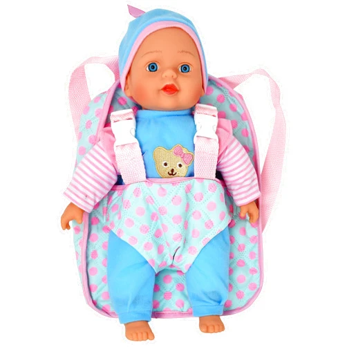 Dolls To Play 13in Soft Baby Doll with Take Along Pink Backpack Carrier, Briefcase Pocket Fits Accessories and Clothing